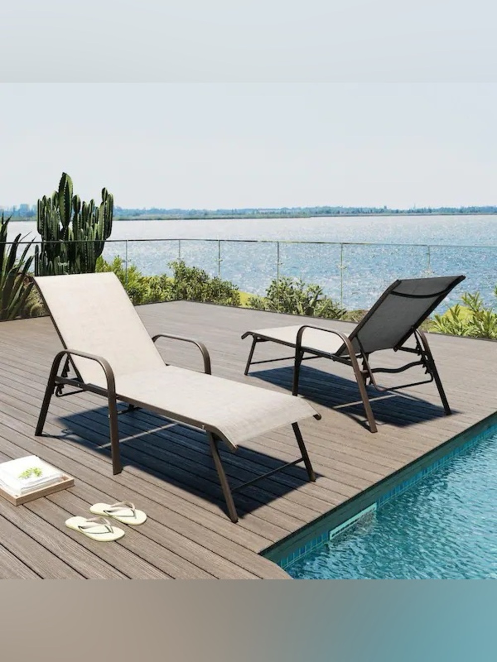 ALL WEATHER ALUMINUM 2 PEICE IN BOX OUTDOOR LOUNGE CHAIRS